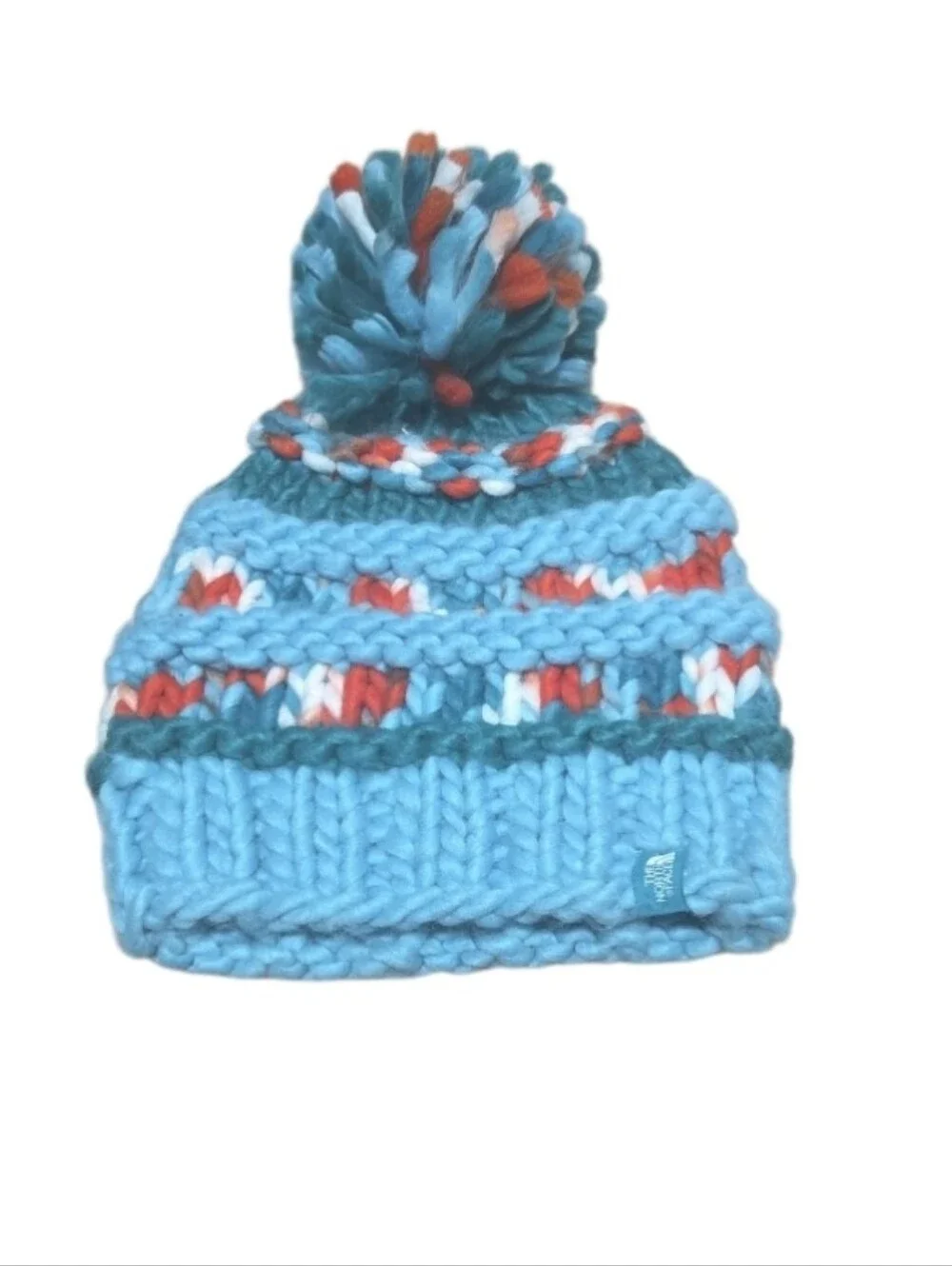 The North Face Nanny Handknit Chunky Pom Pom Unisex Beanie One Size Colorful
